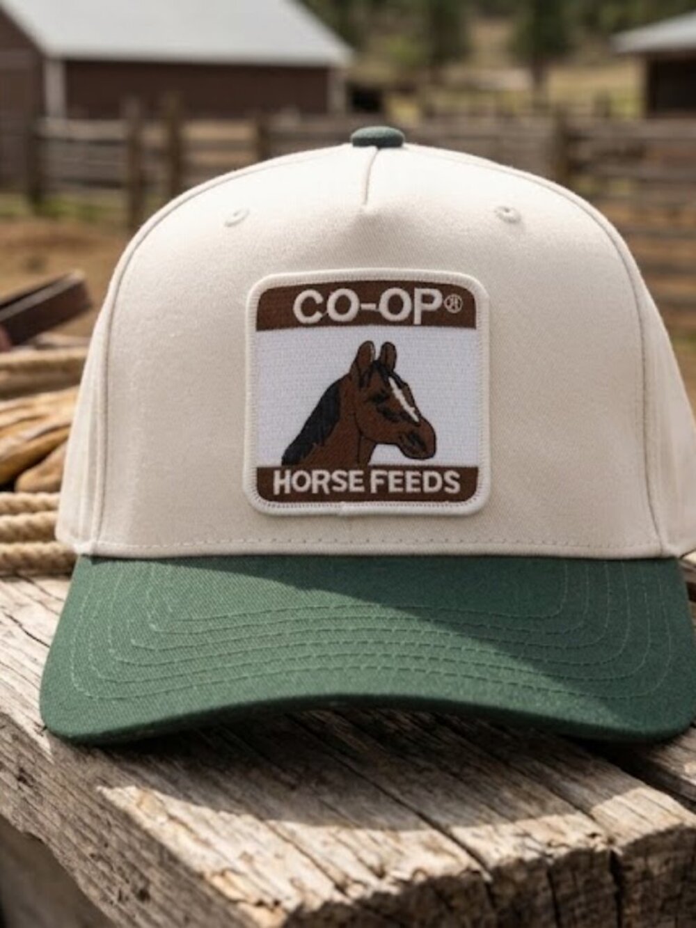 Vintage-Inspired Co-op Horse Feeds Hat Patch Sewn Farm Ranch Snapback Cap OSFM